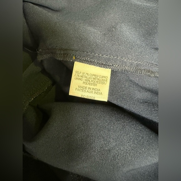 MISA LOS ANGELES Navy blue with gold stripe ruffle accent blouse size M - Picture 10 of 13